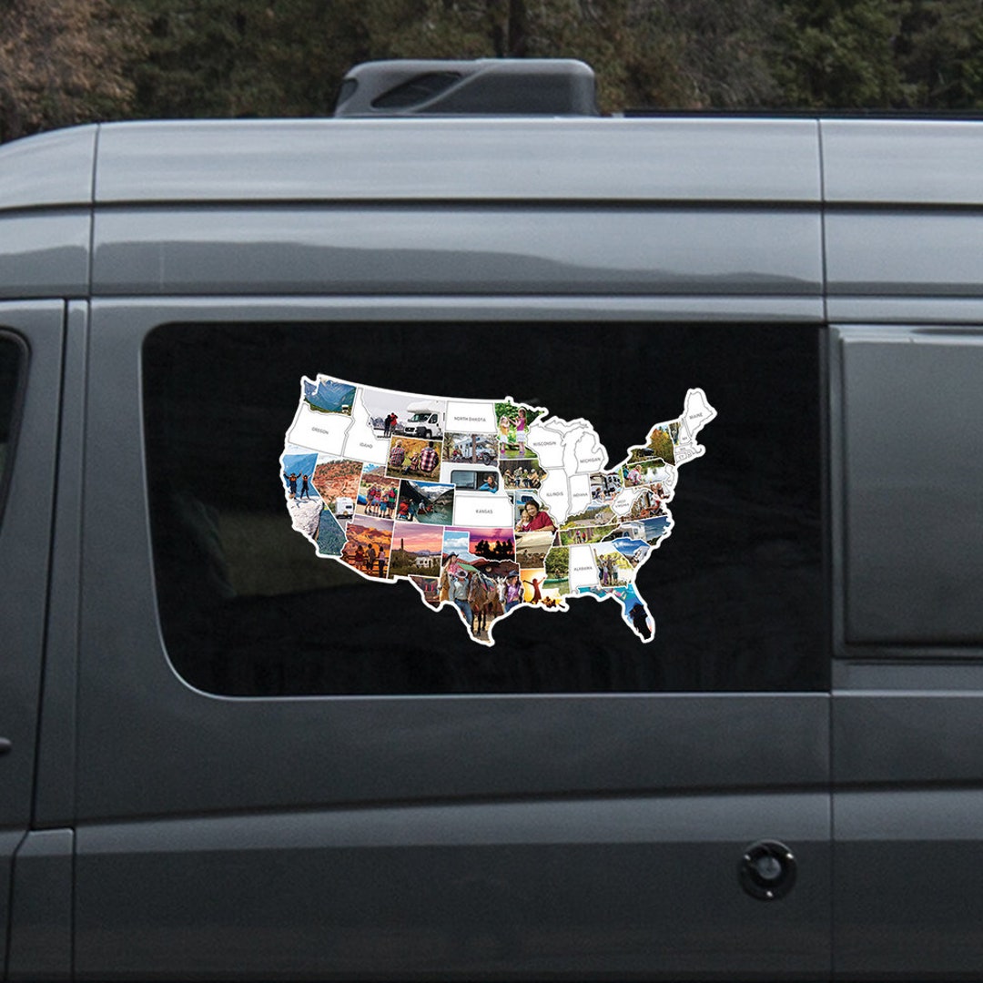 50 States RV Sticker Map Use YOUR Own Photos Sticker Map of States Visited 21.25 X 13.25 - Etsy