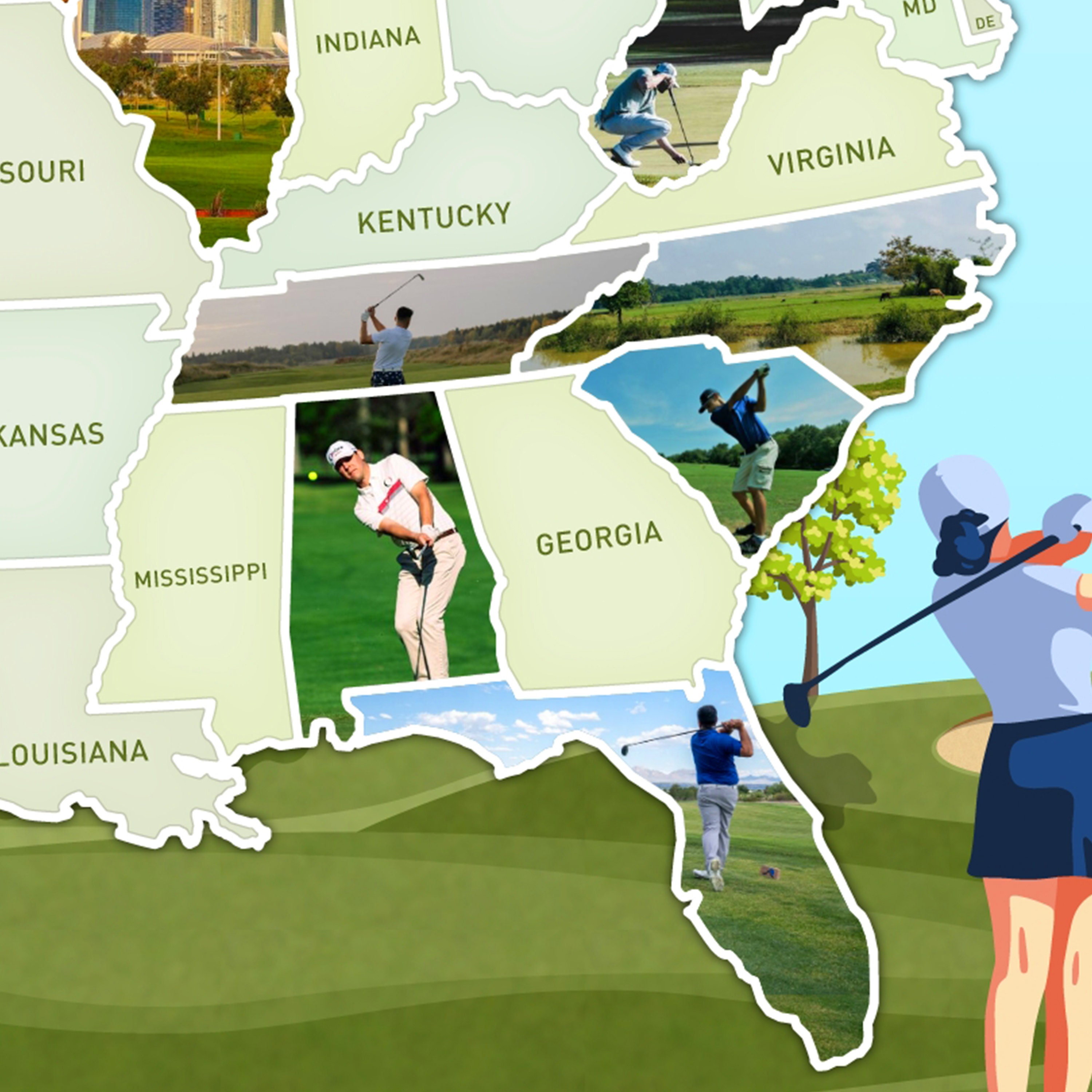 50 States of Golf Photo Map 24 x 36 Etsy