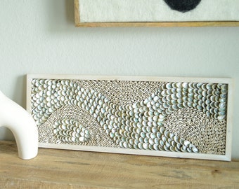 Minimalist Sea Shell Modern Coastal Wall Art Framed Cowrie Abalone Seashells On Wood Textured  Beach Hanging Beige Grey Silver