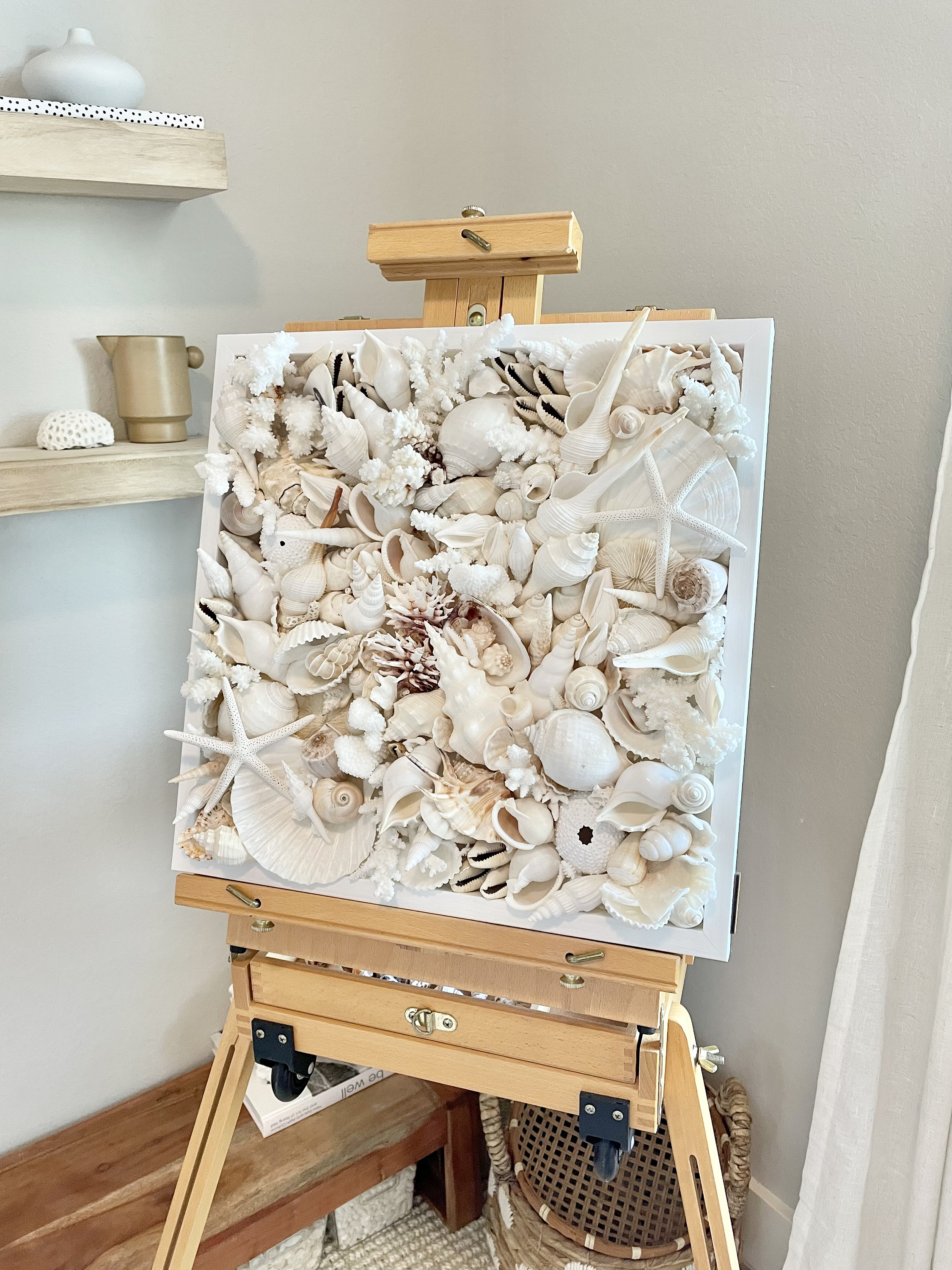 Handmade Seashell Collage Wall Art: Natural Coastal Home Decor