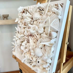 Handmade Seashell Collage Wall Art: Natural Coastal Home Decor White - Etsy