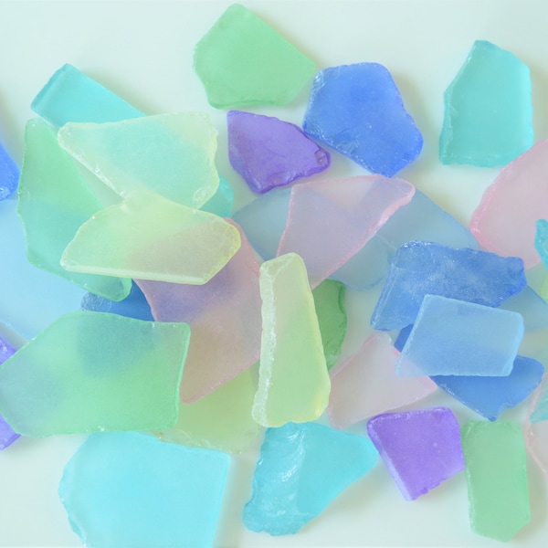 Assorted Colors Sea Glass .5-3" Seafoam Green, Aqua, Dark Blue, Pink Beach Coastal Crafts Mosaics & Décor