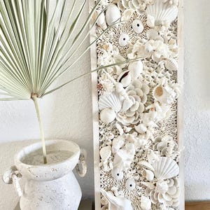 Organic Seashell Wall Art Coastal Natural REAL Shells Urchins Coral High End Beach House Décor White Collage Hanging 36”
