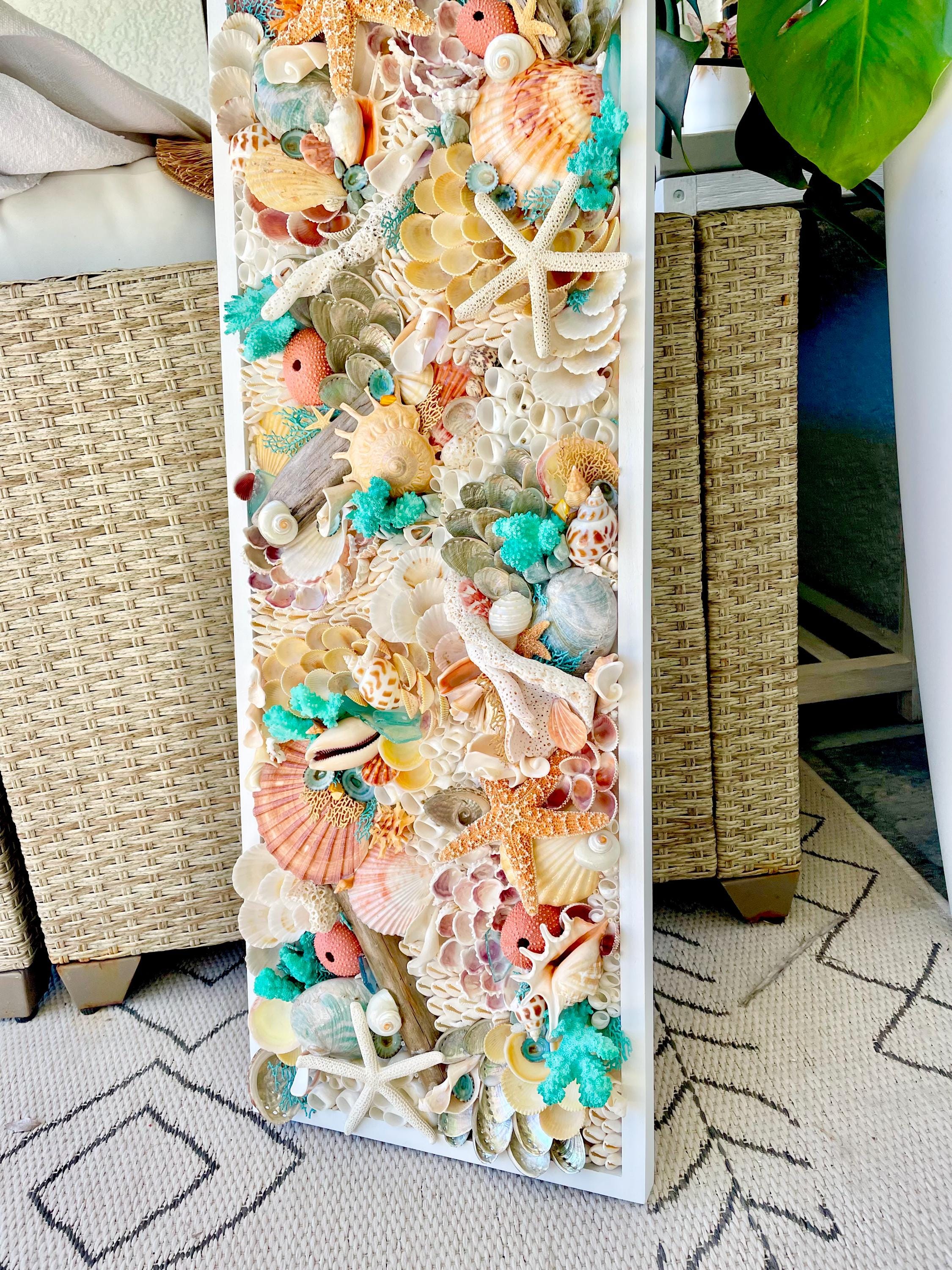 Seashell Collage Wall Art: Handmade 3-D Coastal Décor (12x36