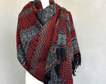 Chal manta azteca tribal, bufanda de algodón bohemia, chal hippie