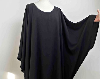 Black Cotton Blend Caftan Dress, Oversized Beach Cover Up, Plus Size