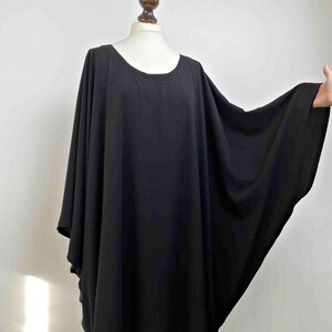 Black Cotton Blend Caftan Dress, Oversized Beach Cover Up, Plus Size
