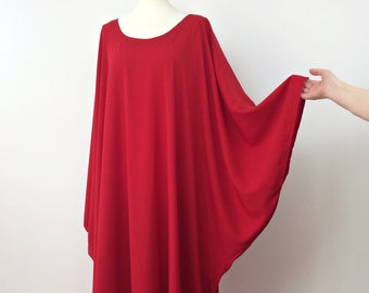 Red Maxi Kaftan Dress, Oversized Plus Size Caftan, Summer Beach Cover Up