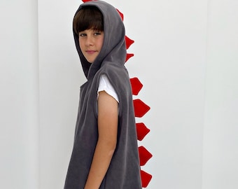 Dinosaur Tail Costume, Tail-wearing Dinosaur Vest, Halloween Dino Outfit, Kid's Dino Dress-up, T-Rex Fleece Costume, Detachable Tail Hoodie