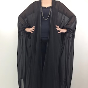 Black Dressing Gown, Plus Size Maxi Kimono, Sheer Long Robe, Oversized See Through Kimono, Boho Beach Cover Up, Summer Loose Top