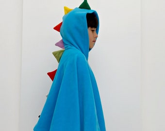 Rainbow Dinosaur Cape, Halloween Costume for Kids, Girl and Boy Hooded Dino Cloak, Kid-Friendly Dragon Cape, Spooky Hooded Cape