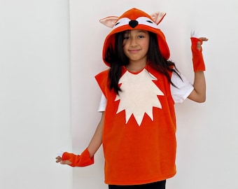 Kid&#39;s Fox Costume, Toddler Fox Vest and Tail Set, Woodland Halloween Outfit, Whimsical Fox Dress-up, Forest Fox Fleece Vest, Animal Outfit