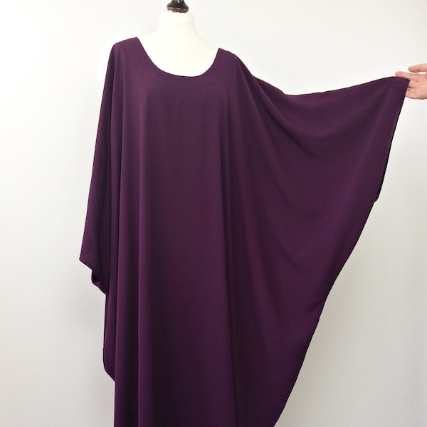 Purple Maxi Evening Kaftan, Party Wear Oversized Dress, Boho Beach Gown, Round Neck Loose Caftan, Summer Festival Clothing, Beach Cover Up