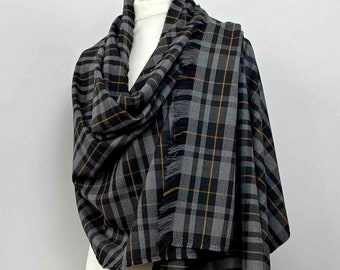 Cotton Flannel Plaid Blanket Scarf, Boho Tartan Shawl