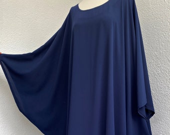 Navy Blue Maxi Kaftan Dress, Loose Boho Beach Cover-Up