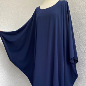 Navy Blue Maxi Evening Kaftan, Party Wear Oversized Dress, Round Neck Loose Caftan, Summer Festival Clothing, Boho Beach Gown