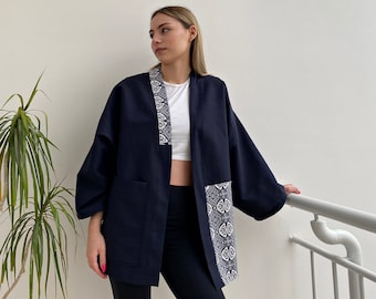 Kimono Style Japanese Jacket, Women's Oversized Haori, Linen Spring Cardigan, Plus Size Loose Jacket, Clothing Gift, Boho Stylish Outerwear