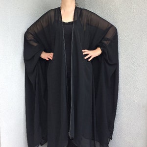 Black Dressing Gown, Plus Size Maxi Kimono, Sheer Long Robe, Oversized See Through Kimono, Boho Beach Cover Up, Summer Loose Top