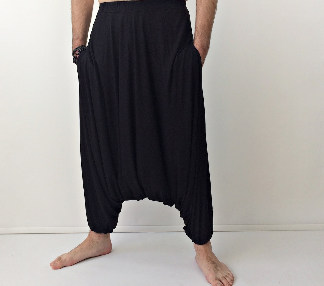 Men's Yoga Harem Pants, Baggy Aladdin Salwar, Boho Drop Crotch