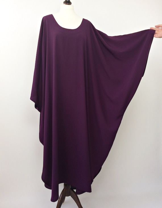 Purple Maxi Kaftan Dress, Oversized Boho Beach Cover Up