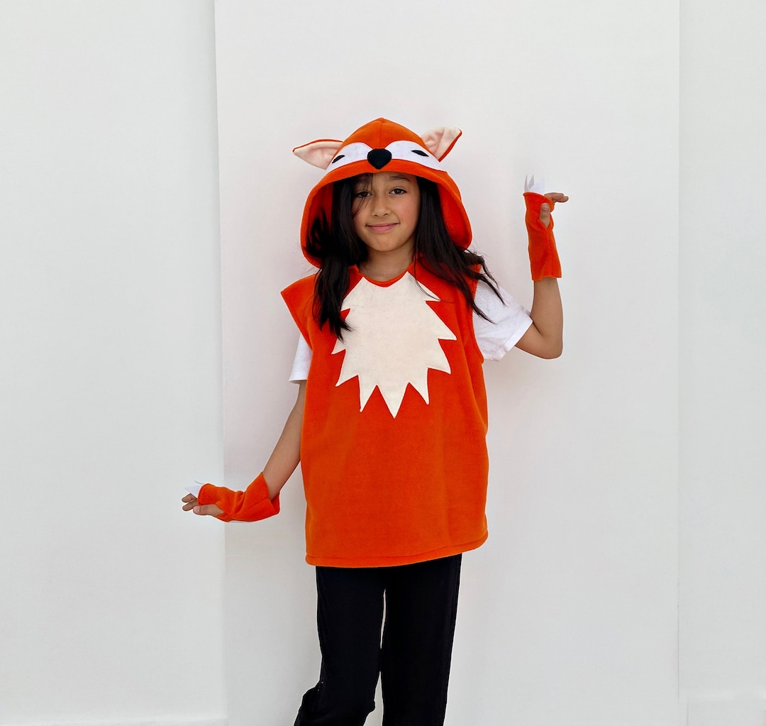 Kid's Fox Costume, Toddler Fox Vest and Tail Set, Woodland Halloween