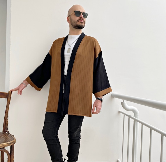 Men's Haori Kimono Jacket, Summer Lightweight Noragi, Streetwear