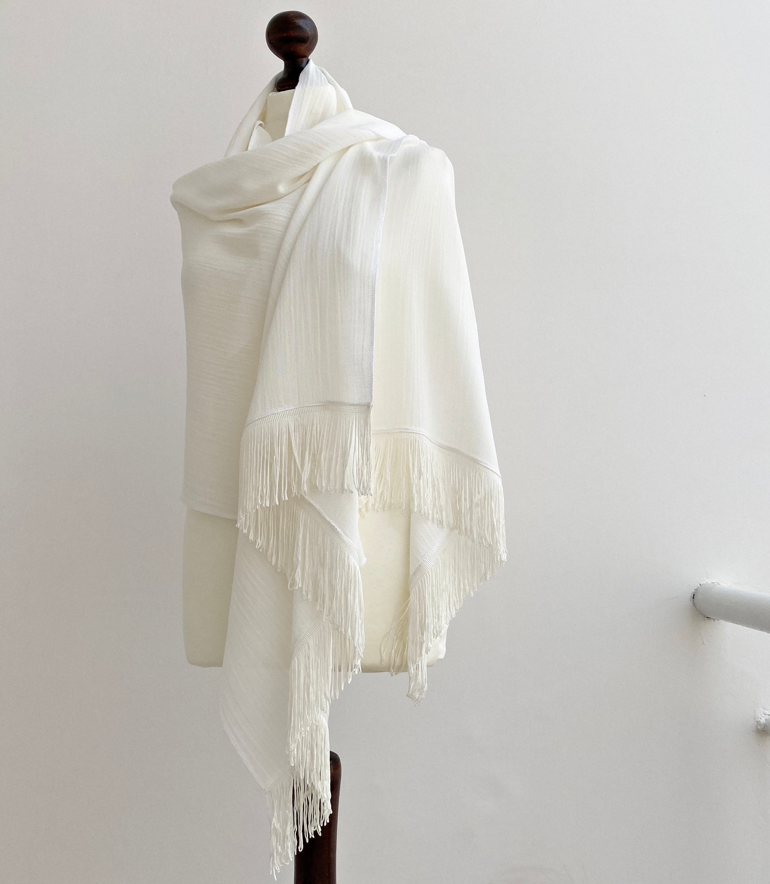 Ivory Tasseled Bridal Shawl
