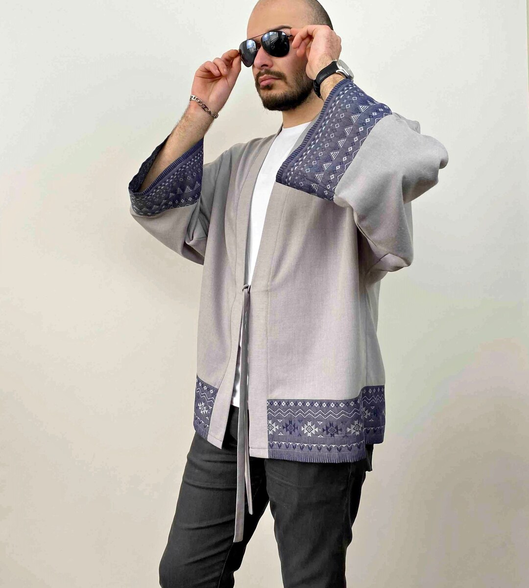 Men's Summer Kimono Cardigan, Male Haori Jacket, Loose Unisex Yukata