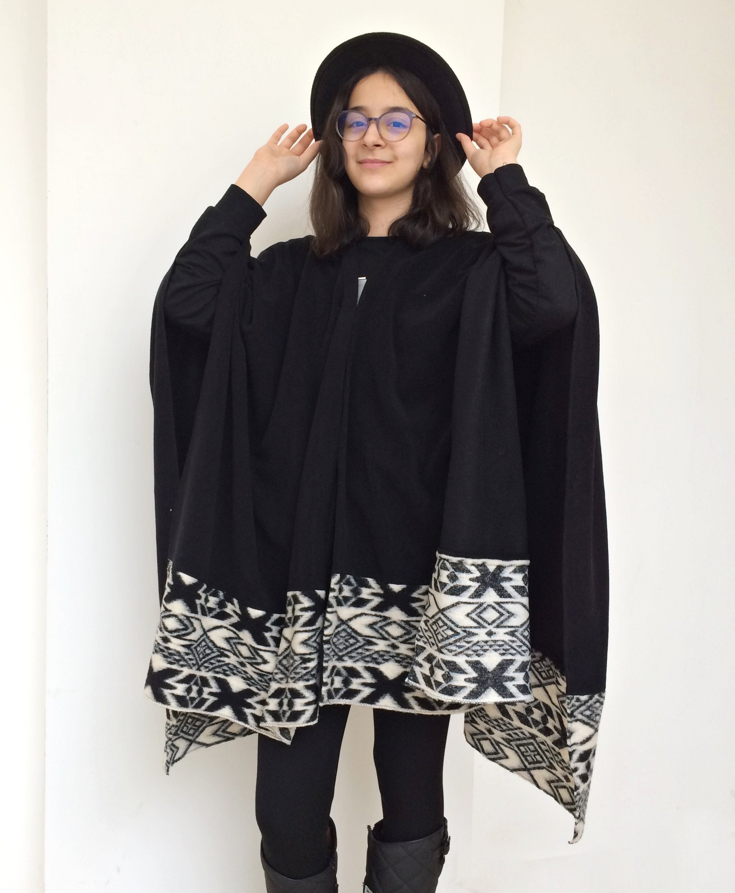 Aztec Fleece Poncho Cape, Tribal Blanket Coverup - Etsy
