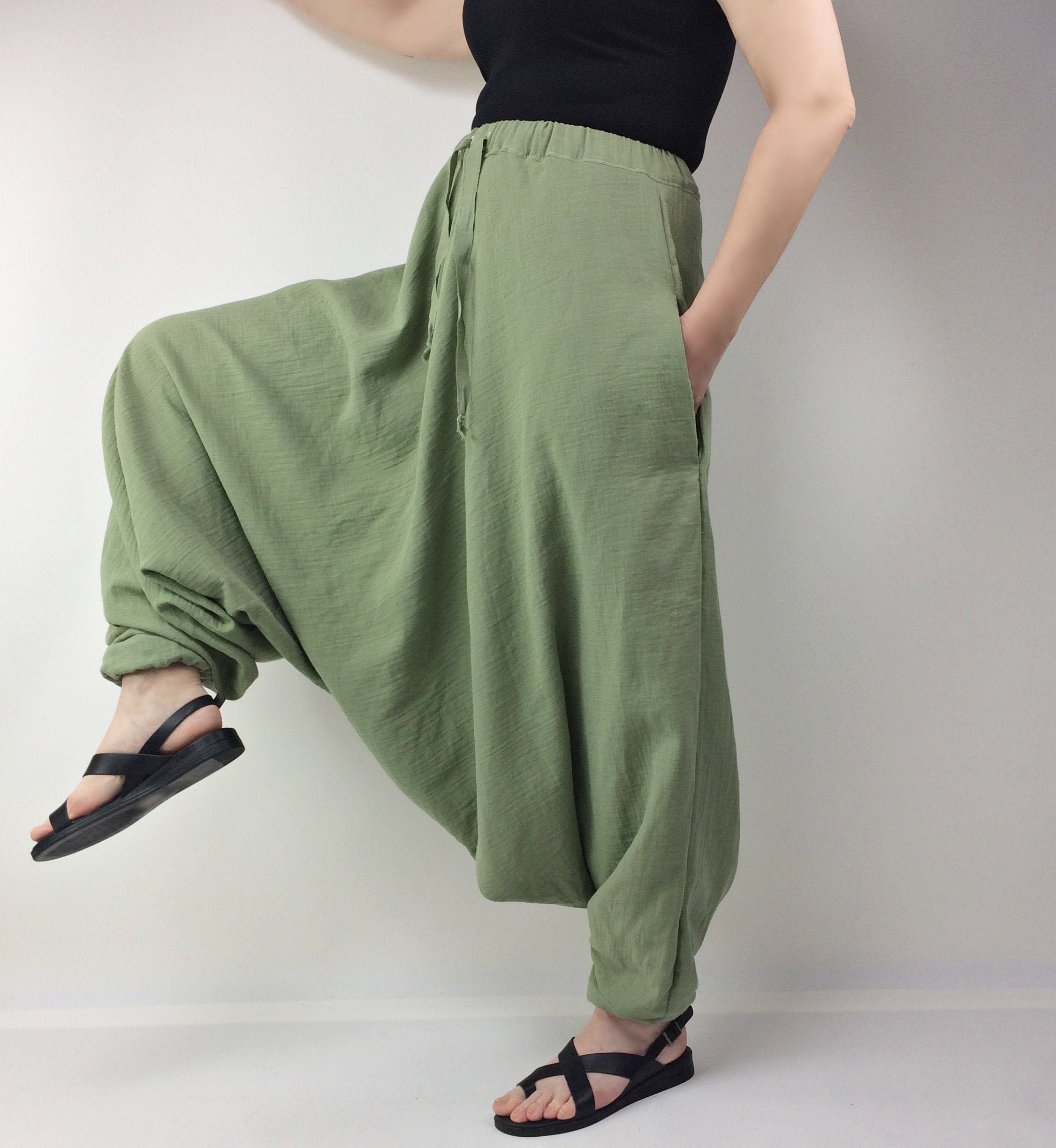 Amazon.com: Women's Baggy Cotton Linen Sweatpants Casual