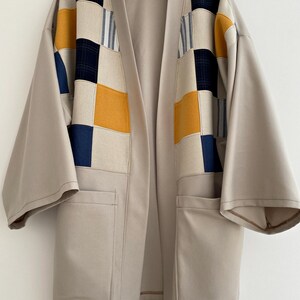 Men's Japanese Kimono Cardigan, Fall Patchwork Haori Jacket, Streetwear Loose Men Yukata Coat image 7