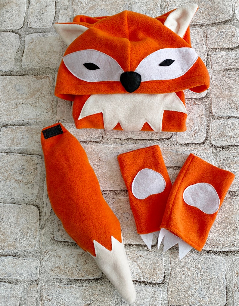 Kid's Fox Costume, Toddler Fox Vest and Tail Set, Woodland Halloween Outfit, Whimsical Fox Dress-up, Forest Fox Fleece Vest, Animal Outfit image 3