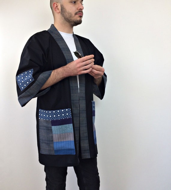 Men s Modern Noragi Jacket Streetwear Haori Male Cardigan Patchwork Cotton Yukata Kimono Loose Unisex Traditional Japanese Clothing Etsy
