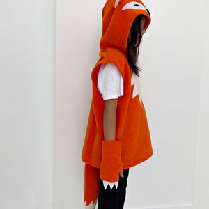 Kid's Fox Costume, Toddler Fox Vest and Tail Set, Woodland Halloween Outfit, Whimsical Fox Dress-up, Forest Fox Fleece Vest, Animal Outfit image 10