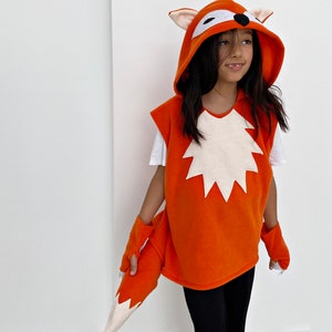 Kid's Fox Costume, Toddler Fox Vest and Tail Set, Woodland Halloween Outfit, Whimsical Fox Dress-up, Forest Fox Fleece Vest, Animal Outfit image 9