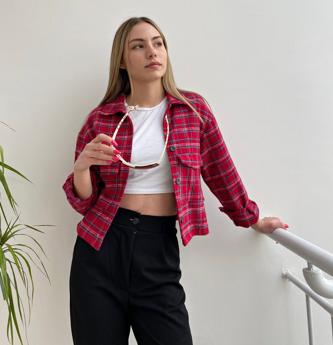 CROPPED SHRITS - graph plaid - サイズ０ CroppedT-shirt-Grey_b3bb7228-