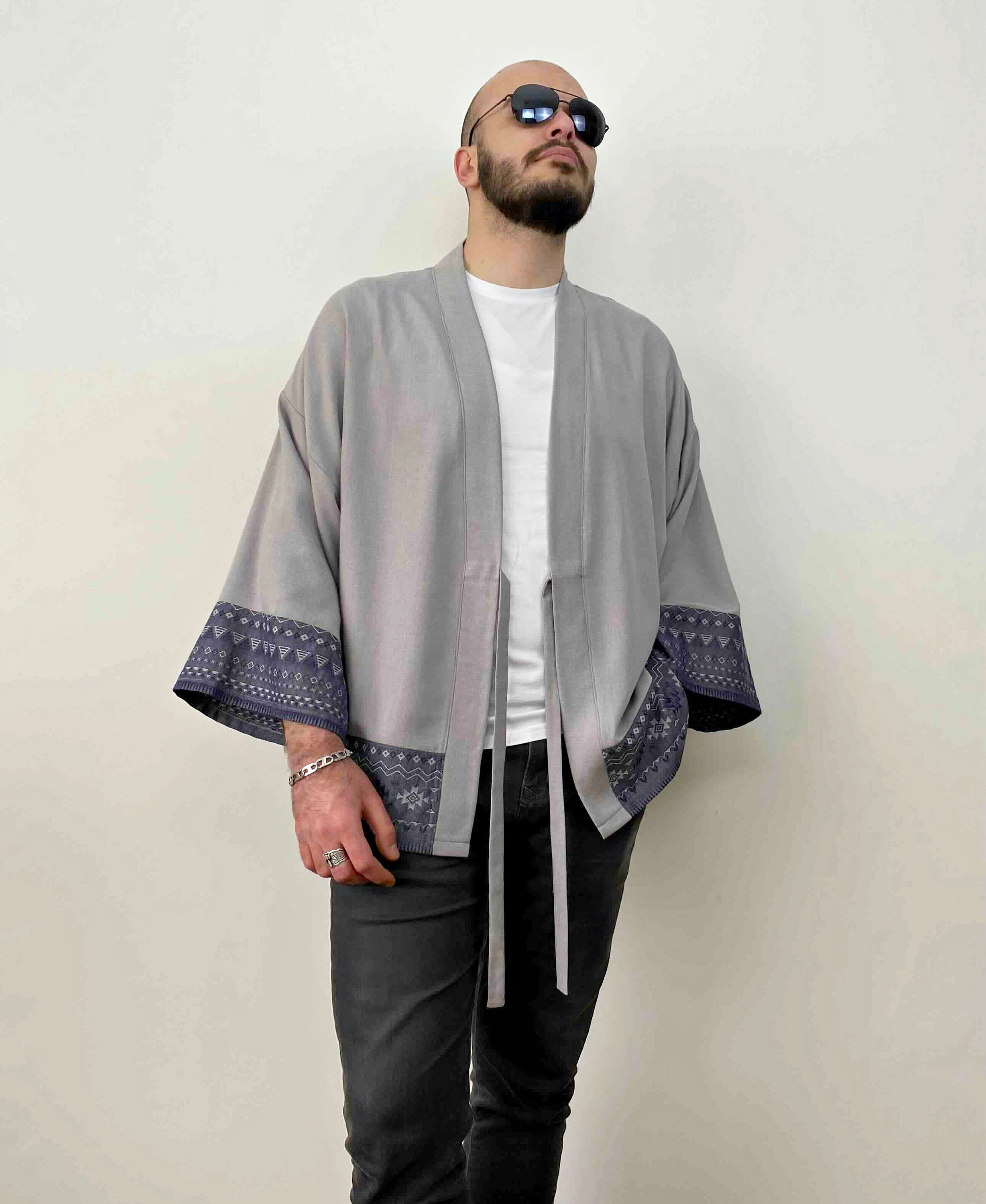 Men's Summer Kimono Cardigan Male Haori Jacket Loose Etsy