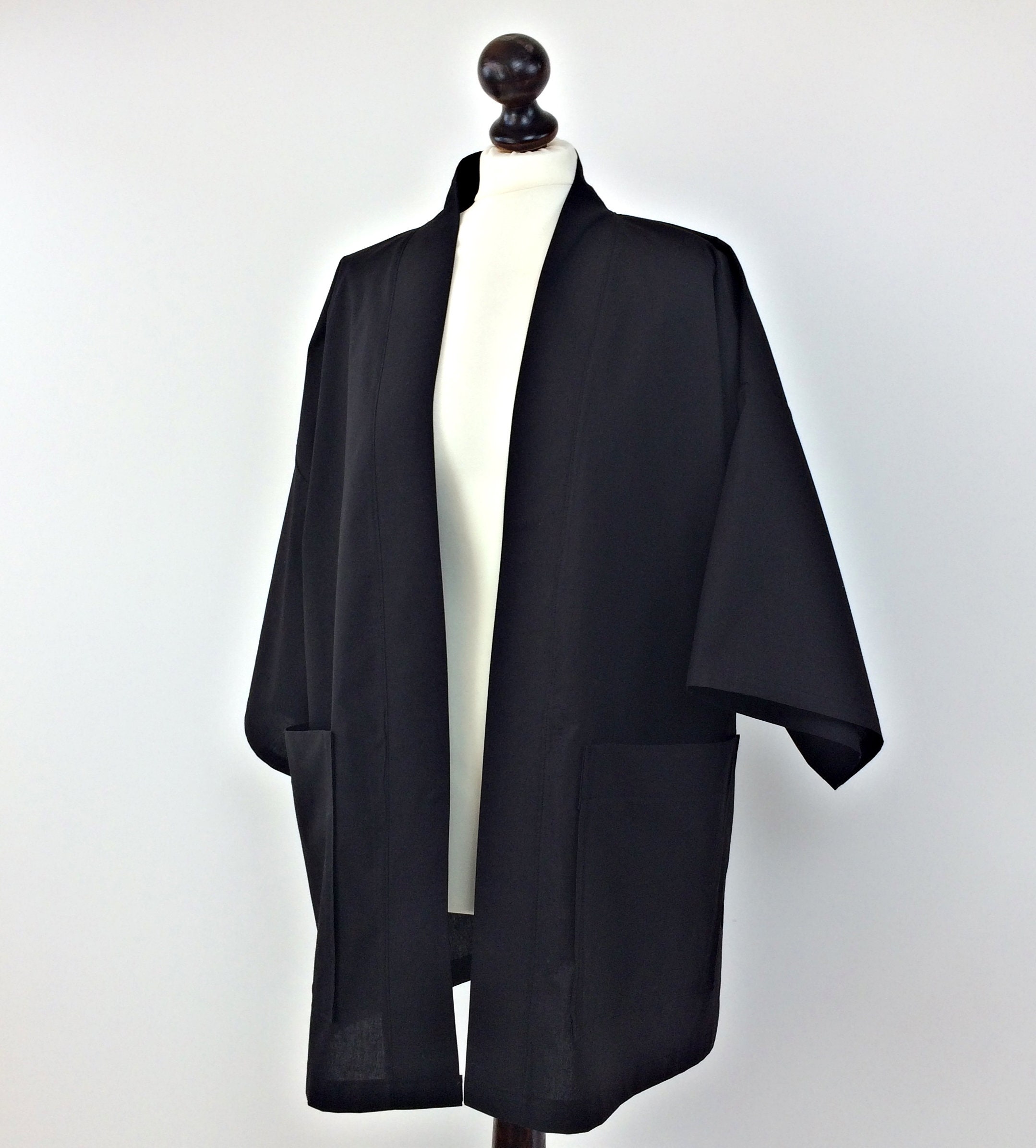 Men's Japanese Kimono Cardigan Black Linen Cotton Haori - Etsy