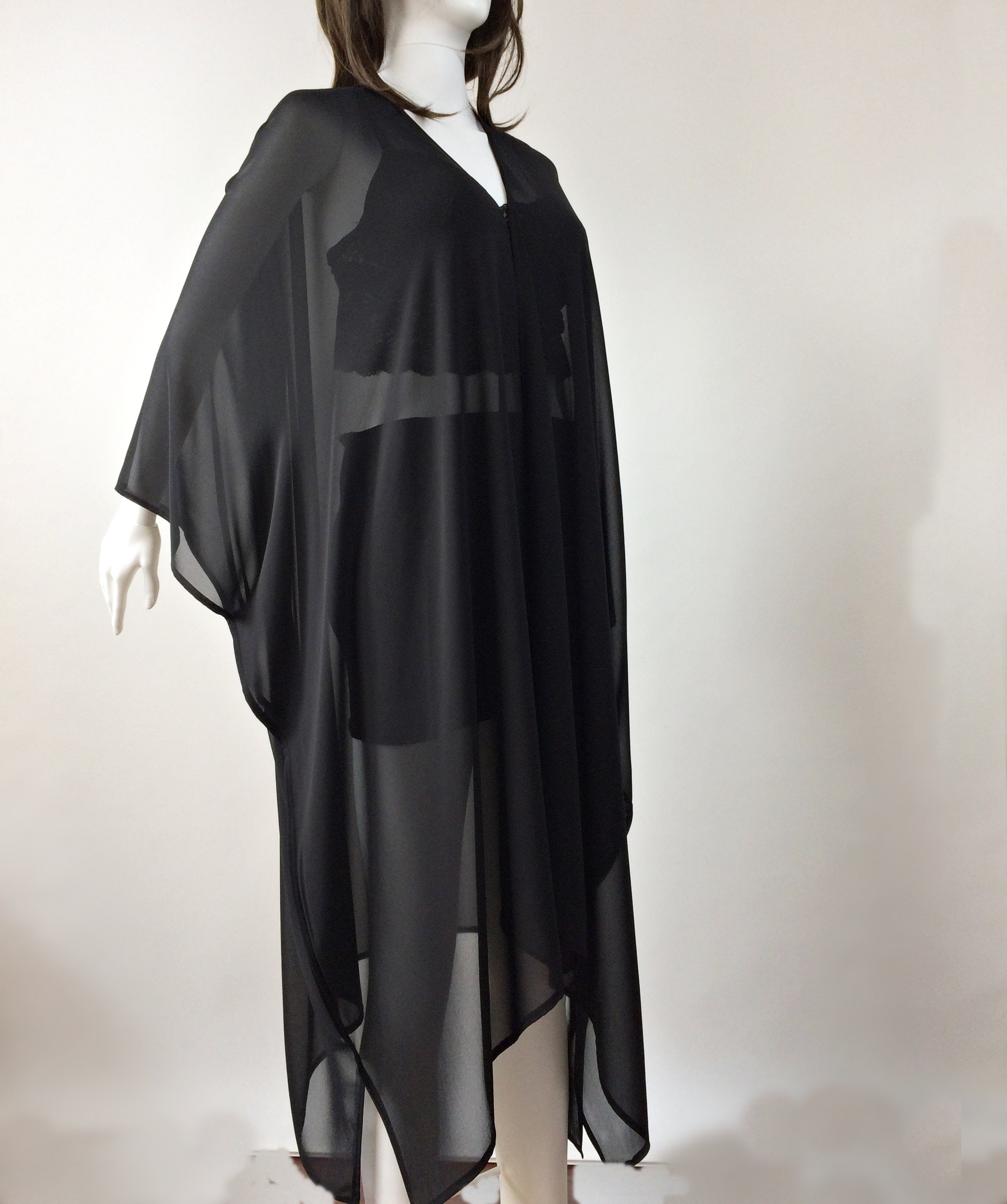 Black Loose Sheer Kimono Plus Size Cardigan See Through Long - Etsy