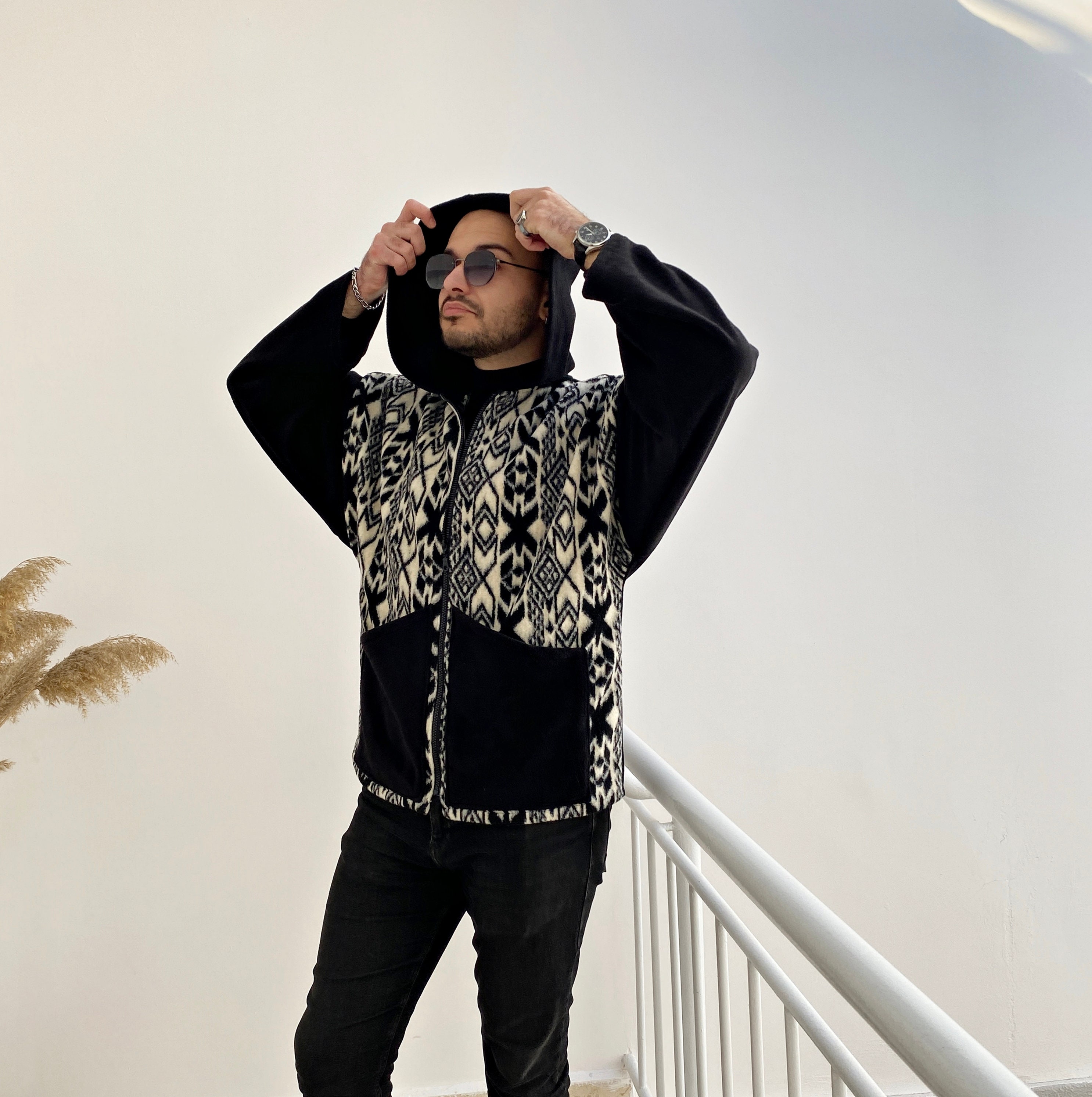 Hooded Zippered Jacket, Streetwear Zip-up Cardigan, Unisex