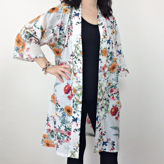 Plus size floral kimono cardigan 2025