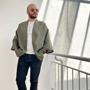 Men&#39;s Summer Kimono Cardigan, Male Haori Jacket, Loose Unisex Yukata, Traditional Japanese Kimono Jacket, Boho Streetwear Clothing