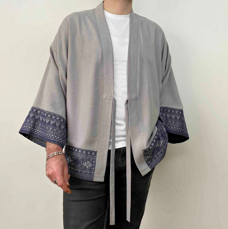 Men's Summer Kimono Cardigan Male Haori Jacket Loose Etsy