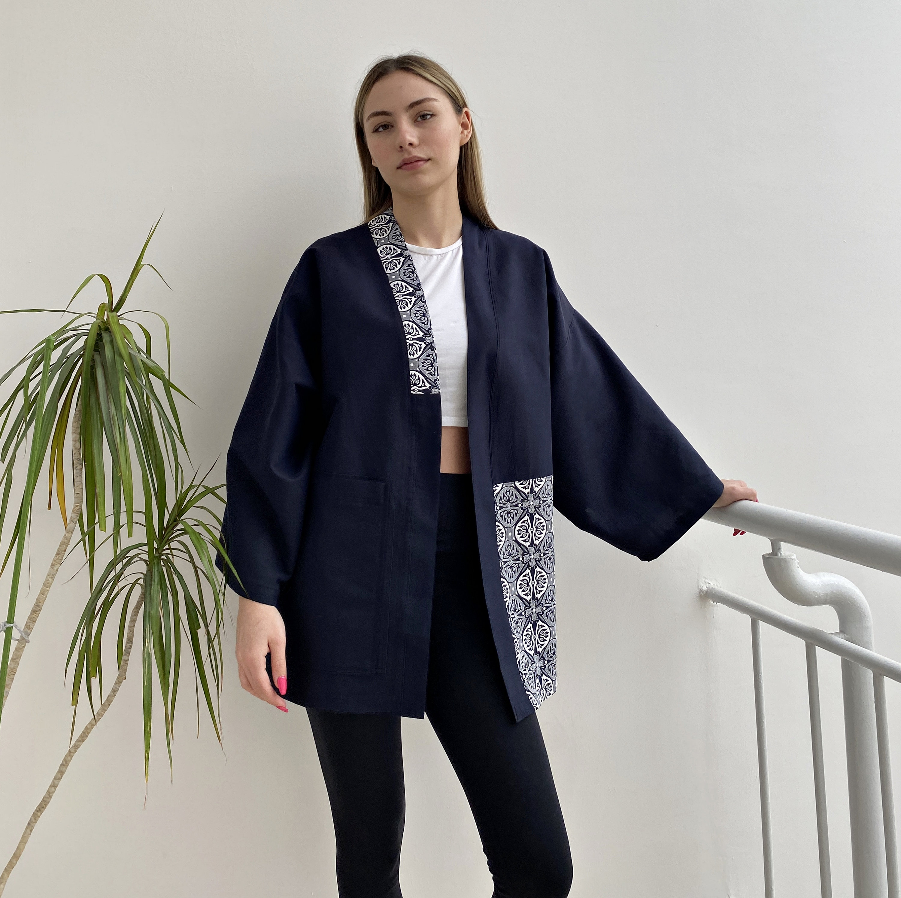 実寸XL初期UK製 ShirinGuild Linen Haori Kimono