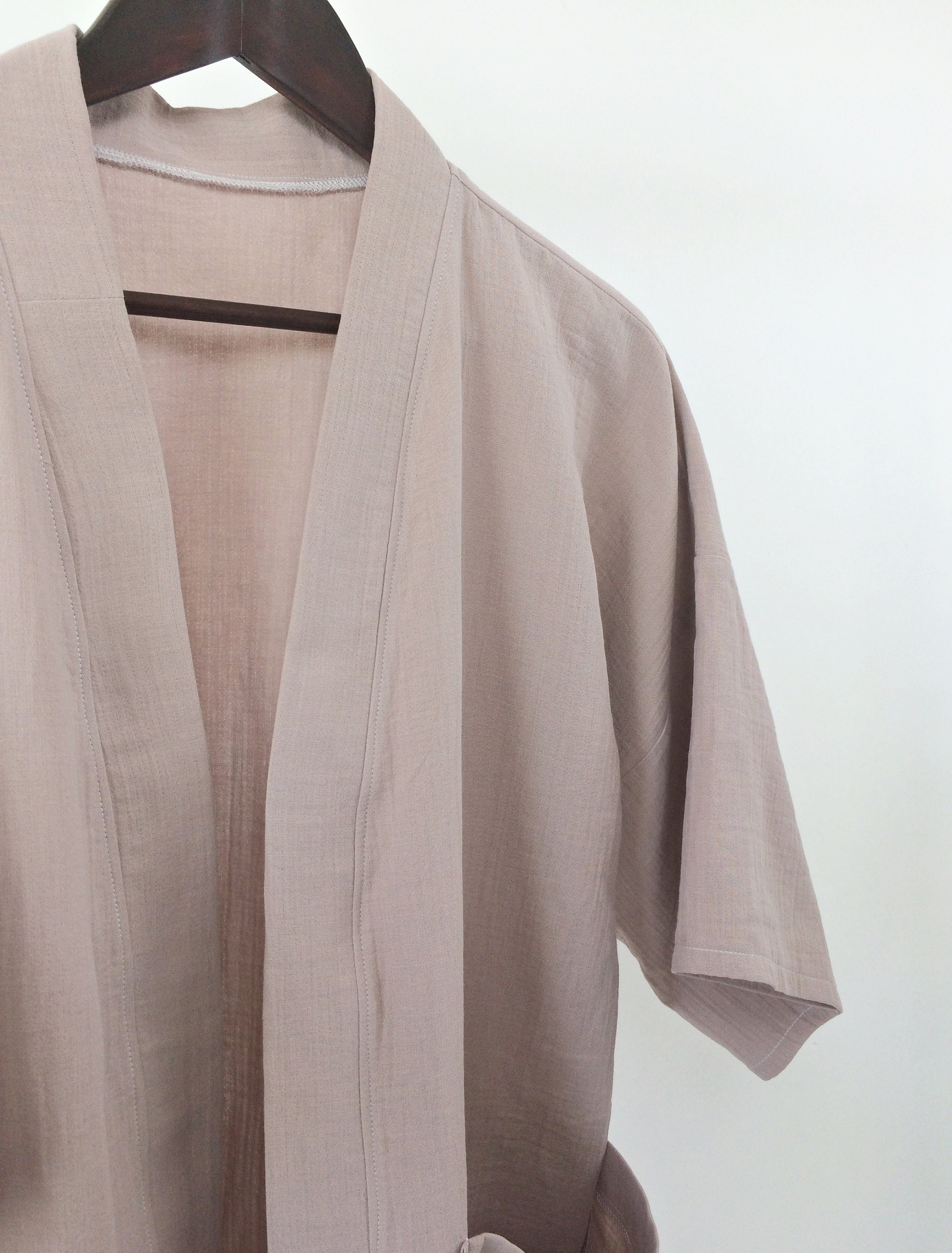 Natural Cotton Japanese Kimono Jacket, Linen Loose Style Haori 