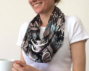 Infinity Schal mit Versteckter Tasche, Loop Reise Schal, Satin Kreis Foulard