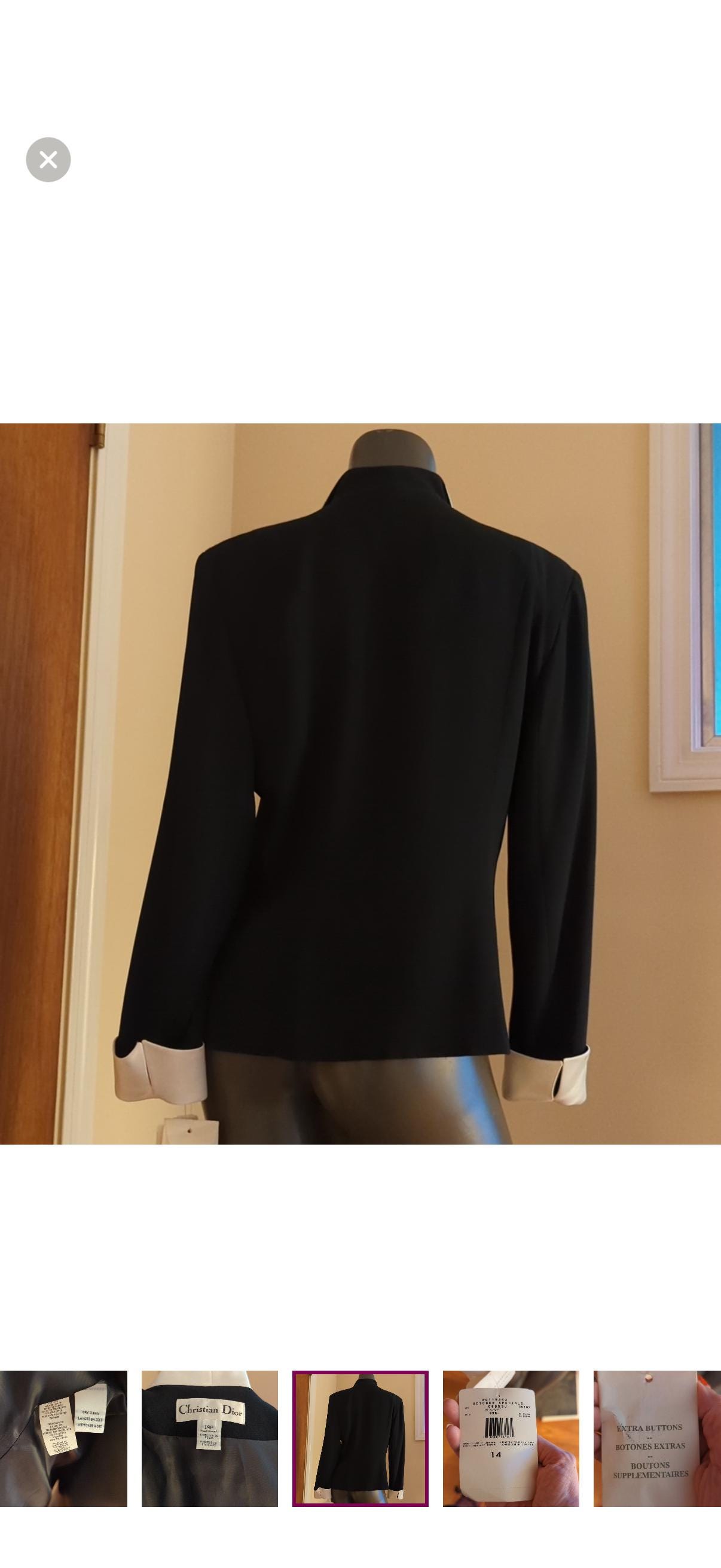 Vintage Christian Dior Black & White Jacket Blazer Size 8