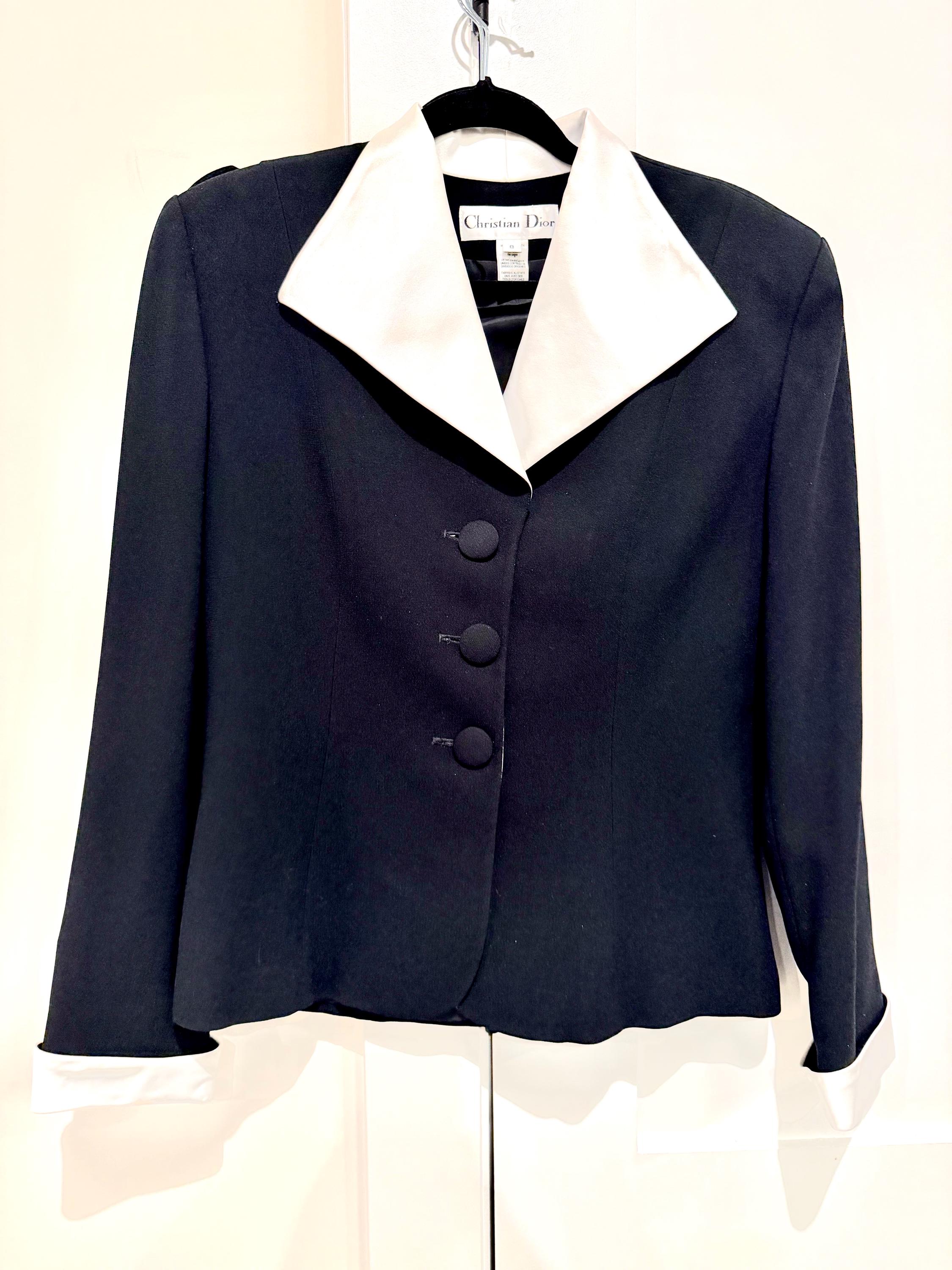 Vintage Christian Dior Black & White Jacket Blazer Size 8