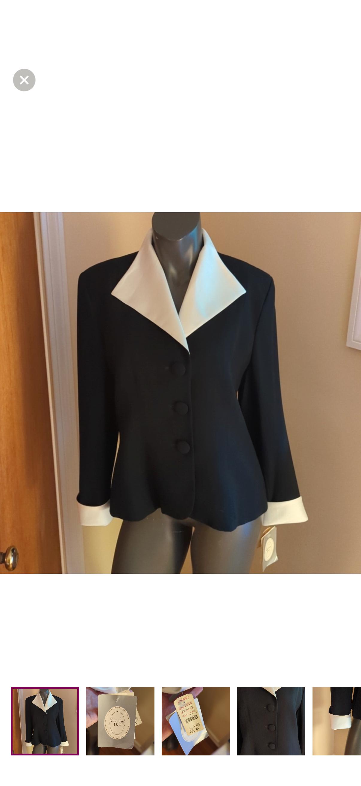 Vintage Christian Dior Black & White Jacket Blazer Size 8