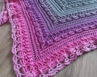 Crochet Shawl,Knitted Scarf,Ombre Soft Wrap,Gradient Yarn Triangle,Handmade Shawl,Mother's Day Gift,Birthday Gift For Her,Ready To Ship